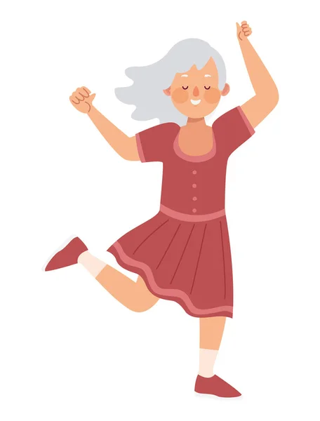 Yaşlı kadın dans — Stok Vektör