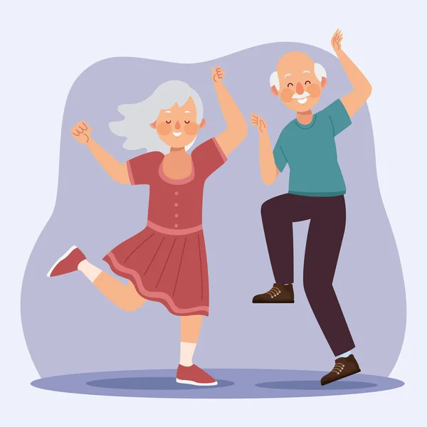 Ηλικιωμένο ζευγάρι που χορεύει — Διανυσματικό Αρχείο