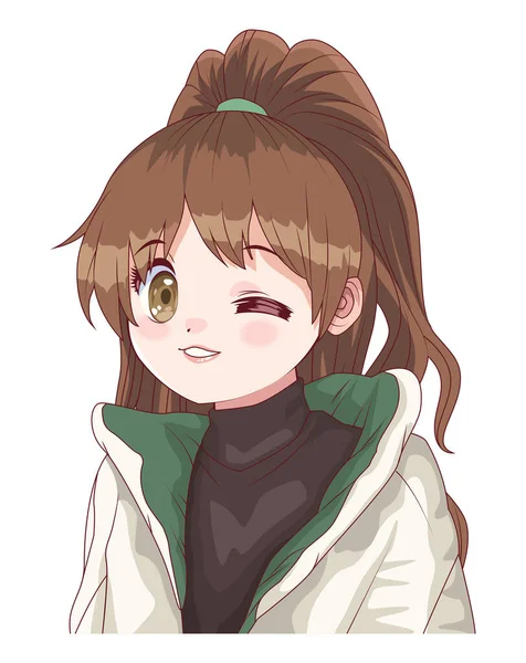 Szczęśliwy dziewczyna anime styl — Wektor stockowy
