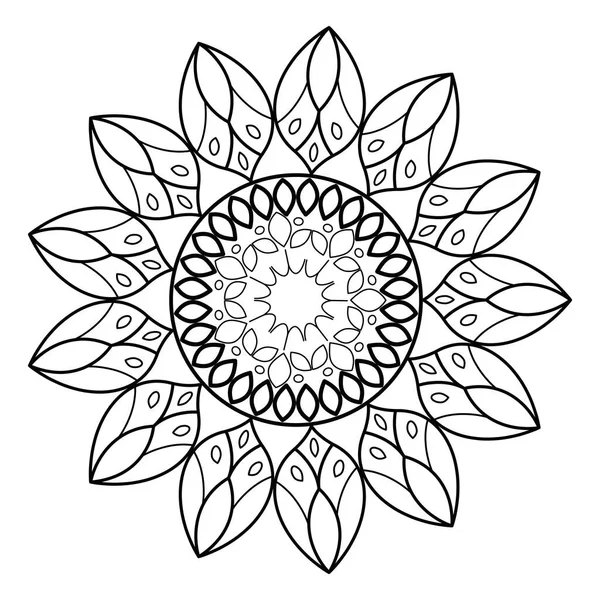 Květinový monochromatický styl mandaly — Stockový vektor