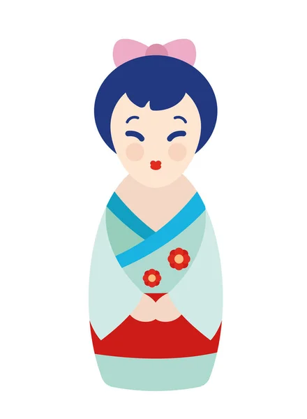 Mainan kokeshi Jepang - Stok Vektor