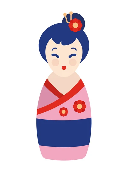 日本Kokeshi娃娃玩具 — 图库矢量图片