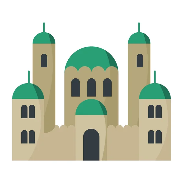 Fachada de mezquita verde — Vector de stock