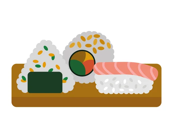 Comida de sushi em placa de cozinha —  Vetores de Stock