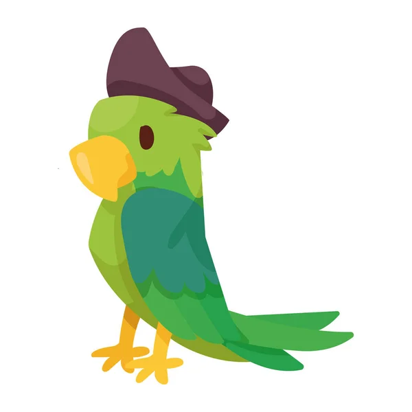 Loro pirata con sombrero — Vector de stock