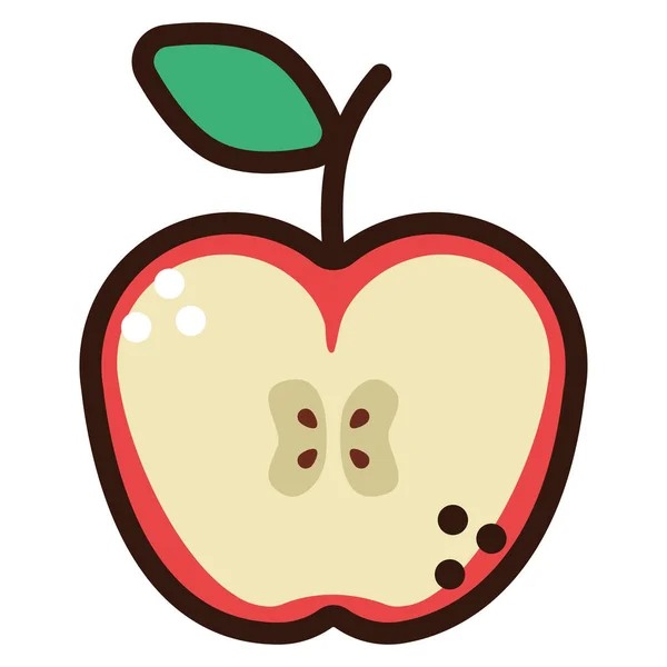 Фрукти наполовину яблучний каракулі — стоковий вектор