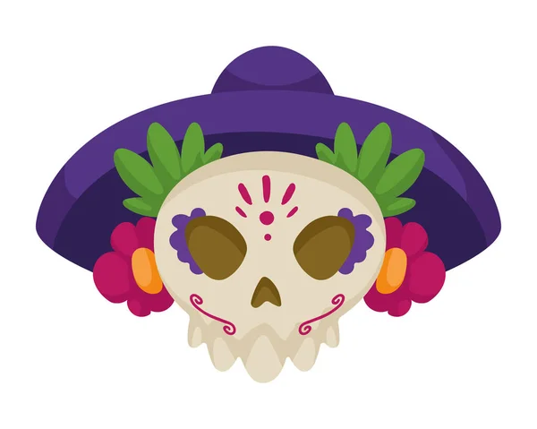 Мексиканський череп з капелюхом — стоковий вектор