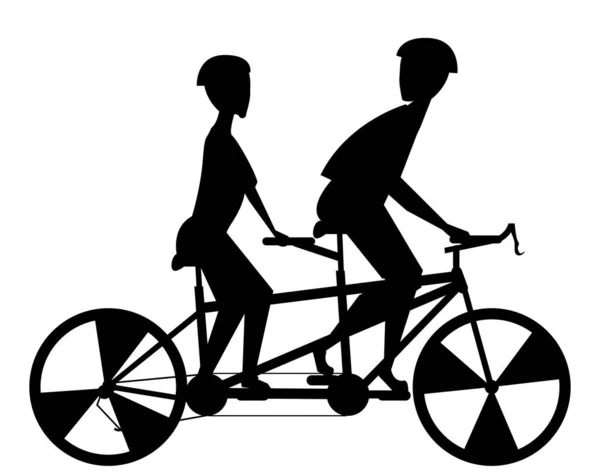 Pareja en bicicleta tándem — Vector de stock