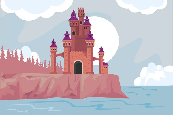 Château rouge dans le paysage marin — Image vectorielle