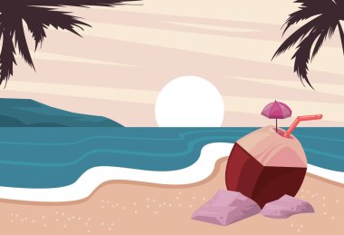 Hindistan cevizi kokteyli ile kumsal