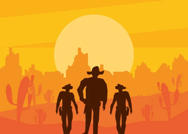 Cowboys in the desert — Stock Vector