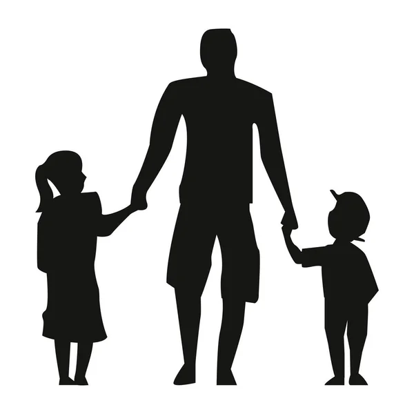 Père avec enfants — Image vectorielle