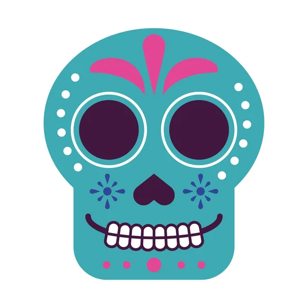 青いメキシコ人の頭の頭蓋骨 — ストックベクタ