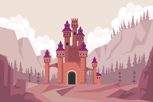 Rotes Schloss in der Landschaft — Stockvektor
