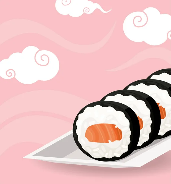 Sushi pôster de comida japonesa —  Vetores de Stock