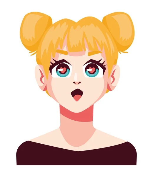 Blonde fille anime style — Image vectorielle