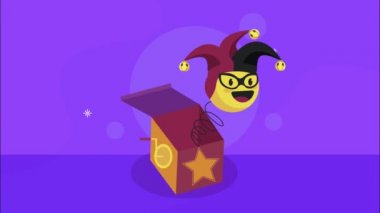 Sürpriz kutusunda soytarı emojisi ile Nisan günü animasyonu