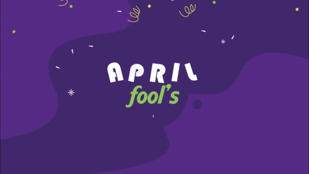Abril tolos dia lettering com confete — Vídeo de Stock