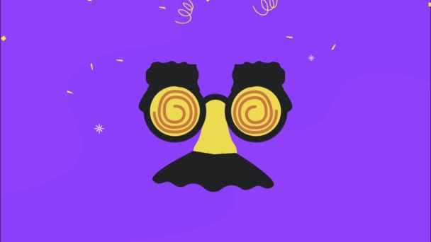 April fools day animation with mustache mask — ストック動画