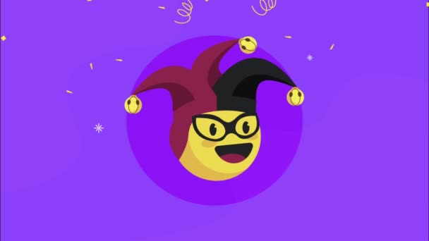 April fools day animation with jester emoji — Stock Video