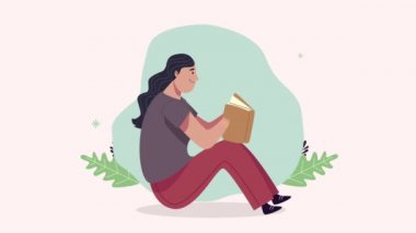 Genç kız oturmuş kitap okuyordu.