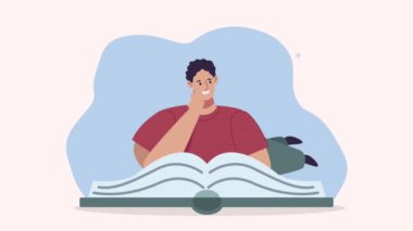 Ders kitabı okuyan genç bir öğrenci.