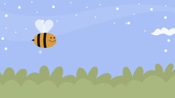 Abejas volando en animación paisajística — Vídeos de Stock