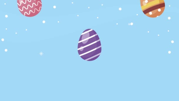 Glad påsk animation med ägg målade mönster — Stockvideo