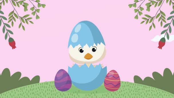 Veselá velikonoční animace s kachničkou v vaječné scéně