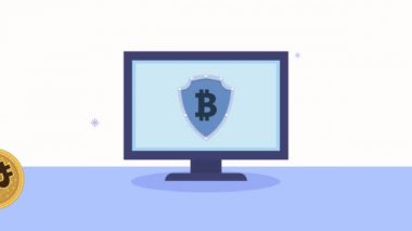 masaüstü şifreleme para animasyonuna sahip bitcoins
