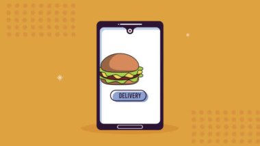 Cep telefonu animasyonunda yemek hamburgeri