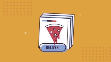 Pizza teslimatı İtalyan yemek animasyonu