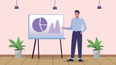 İstatistiksel animasyonu olan zarif bir işadamı.