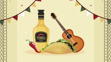 Meksika şenliği gitar ve taco animasyonuyla kutlanıyor.