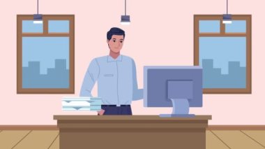 Masaüstü animasyonuna sahip zarif bir işadamı