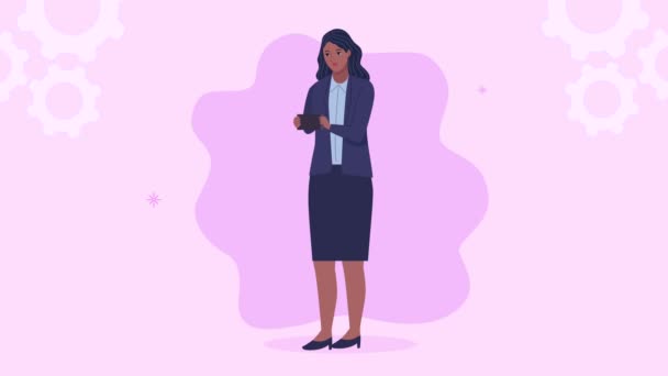 Elegant zakenvrouw werknemer staande animatie — Stockvideo