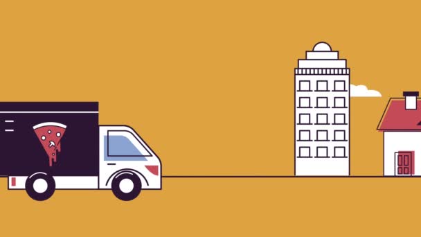 Delivery food service truck on the city — Stock Video © jemastock #563411966 Delivery food service truck on the city — Stock Video © jemastock #563411966