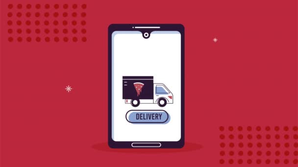 Livraison camion de service alimentaire dans smartphone — Video