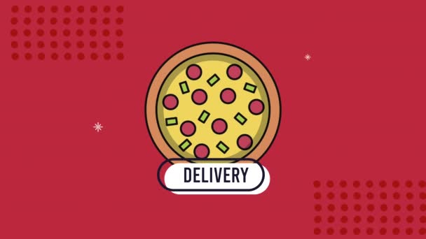 Levering voedsel pizza service tech animatie — Stockvideo