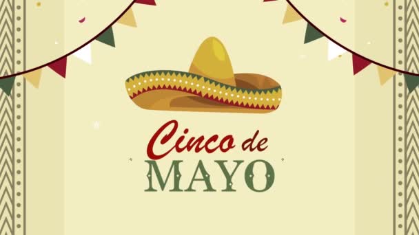 Cinco de mayo liternictwo z kapeluszem — Wideo stockowe