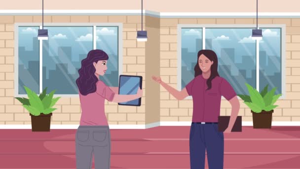 Élégant femmes d'affaires travailleurs animation — Video