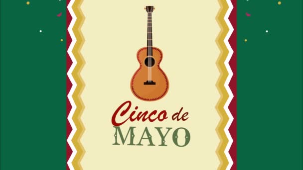 Cinco de Mayonez harfleri gitarla — Stok video