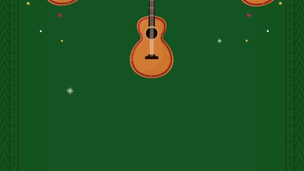 用吉他手图案动画庆祝墨西哥嘉年华 — 图库视频影像