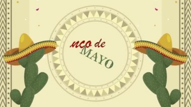 Cinco de mayonez harfleri kaktüs şapkalı.