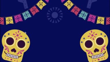 Kafatası ve çelenklerle Meksika kutlama partisi