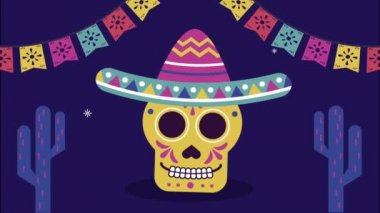 Kafatası mariachi ile Meksika kutlaması