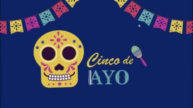 Sarı kafataslı cinco de mayonez harfleri.