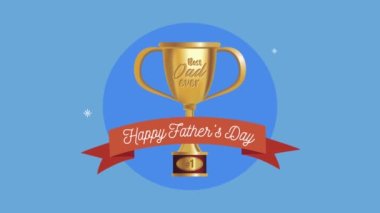Babalar Günü 'nde kupa ve kurdele animasyonuyla.