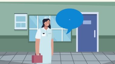 karakter canlandırması konuşan profesyonel kadın hemşire.