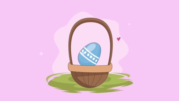 Happy easter egg in basket celebration — Stock Video